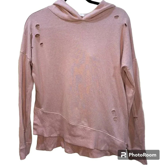 Nordstrom ABOUND Blush Pink Holey Distressed Super Soft Hoodie - size XS - Picture 1 of 4